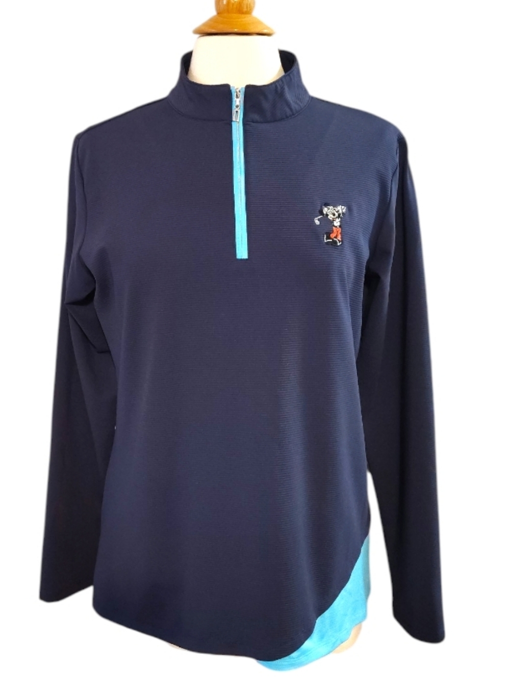 Sport Haley Navy Quarter-Zip Pullover Embroidered Mickey Mouse Golf Sweatshirt L